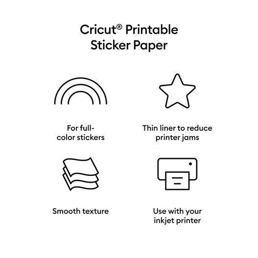 Cricut Printable Sticker Paper 8 US Letter Sheets for Crisp Decals